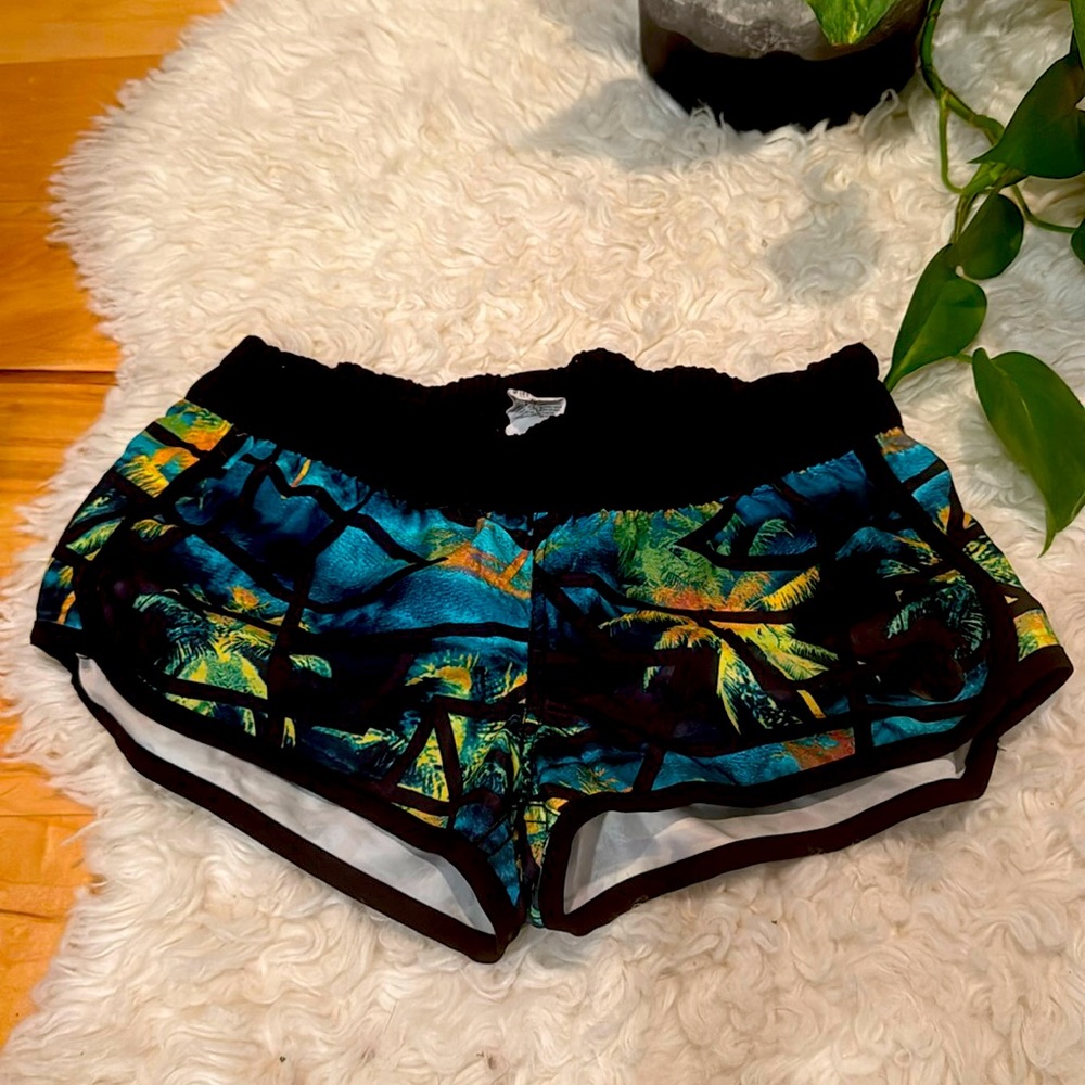 Hurley Black Teal Tropical Swim Coverup Shorts